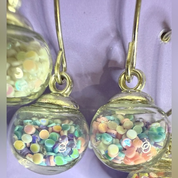 Claire's Silver Holographic Shaker Drop Fish Hook Earrings, Colourful Bead Balls - Picture 9 of 9